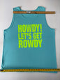 Comfort Colors "Howdy! Let's Get Rowdy" Tank Top – Aqua Blue Neon Graphic – Size Large