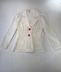 ivory white tailored blazer with red buttons